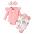 GDTOGRT Baby Girl Clothes Infant Outfit Ruffle Sleeve Romper and Floral Pants with Cute Headband Sets Baby Clothes for Girls 3-6 Months - Pink