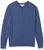 Amazon Essentials Men's Crewneck Cable Cotton Sweater, Blue Heather, Large
