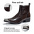POTENCE STAR Men's Brown Western Ankle Boots with Pointed Toe Metal Toe Cap and Side Zipper Dress Boots for Business Wedding Party Fall Winter Fashion