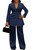 Tcremisa Blazer Sets for Women 2 Piece Pants Suit Dressy Double Breasted Blazer Pants Set Business Office Outfits Navy