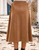 Kate Kasin 2025 Women's Suede Skirts, High Waist A-Line Skirt, Fall Winter Midi Skirt Brown