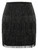 MANER Women’s Fringe Skirt Stretchy Sparkly Bodycon Tassel Trim Mini Skirt (Large, Sparkly Black)