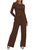 Darong Women's 2 Piece Outfits Lounge Sets Ruched Long Sleeve Tops and Wide Leg Pants Tracksuit Sets 9065A Coffee M