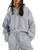 Kissonic Women's Fleece Jogger Sets 2 Pieces Sweatsuits Outfits Crop Top Hoodies Jogger Pants(LightGrey-L)