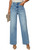 KUNMI Jeans for Women Wide Leg High Waisted Trendy Strechy Straight Leg Loose Tummy Control Denim Pants with Pocket 2025