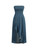 MakeMeChic Women's High Split Tube Denim Dress Sleeveless Ruffle Trim Midi A Line Dress Medium Wash Medium