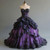 Mauuwy Victorican's Dusty Purple Quinceanera Dresses Ball Gown Shiny Black Lace Applique Beaded Tiered Sweet 16 Vestidos De 15 Años Size 0