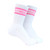 Premium White Striped Crew Socks for Women with Neon Stripes, Athletic Gym & Running Socks for Women, Cushioned Support, Cute Socks for Women, One Size Fits Most, Pink