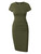 Missufe Women's Ruched Casual Sundress Knee Length Bodycon Sheath Dress (Army Green, Medium)