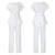 Women Two Piece Outfits Pants Suit Sets Peplum Pullover Tops Long Flared Pants Sets White XXL