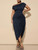 Floerns Women's Plus Size Off The Shoulder Sexy Midi Dress Drawstring Ruched Slit Party Bodycon Cocktail Dresses Dark Blue X-Large Plus