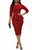 Women's Vintage Bodycon Pencil Dress Elegant 3/4 Sleeve Ruffle for Party Business Dresses Red Medium