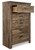 Signature Design by Ashley Trinell Rustic 5 Drawer Chest of Drawers with Nailhead Trim, Warm Brown