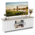 Tangkula 2 Doors TV Stand for TVs up to 65”, 57” Media Console Table w/ 2 Cabinets & Open Shelves, 2 Cable Management Holes. Wood Entertainment Center Cabinet for Living Room (White Oak)