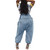 HTD Women's Bib Denim Overalls Loose Wide Leg Jean Jumpsuit With Cargo Pockets Blue M