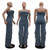 Tbahhir Denim Cargo Wide Leg Jumpsuit for Women Jean Baggy Loose Sexy Off Shoulder Rompers Overalls Multi Pockets