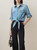 Simier Fariry Women Summer Tie Front Denim Shirt Tops Spring Fall Short Sleeve Button Crop Jean Outfits Light Blue XL