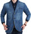chouyatou Men's Classic Notched Collar 3 Button Tailoring Distressed Denim Blazer Jacket (Small, Blue)