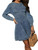 Conshvi Denim Shirt Dress for Women Long Sleeve Crewneck Denim Dresses 2025 Fall Cute A Line Mini Short Jean Dress, Blue, Medium