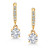 Gem Stone King 10K Yellow Gold Gemstone Birthstone and White Lab Grown Diamond Dangle Drop Huggie Hoop Earrings | Round 4MM | Gold Earrings For Women