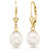 Gem Stone King 14K Yellow Gold 9MM Cultured Freshwater Pearl Dangle Earrings For Women