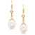 Gem Stone King 14K Yellow Gold 9MM Cultured Freshwater Pearl Dangle Earrings For Women