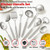 Newness 9 Pcs Cooking Utensils Set, 304 Stainless Steel Kitchen Utensils Set, Metal Kitchen Accessories, Include Soup Ladle, Slotted Skimmer Spoon, Spaghetti Spoon and Spatula, Dishwasher Safe (Short)