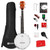 Vangoa 5 String Banjo 26 Inch, MINI Travel Banjo Beginner Kit with Remo Head, Open Back & Closed Solid Back with beginner Kit, Comfortable Carrying Bag