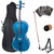 Cecilio- Musical Instrument for Beginners - 4/4 Full Size Cellos Kit with Bow, Stand, Bag - Stringed Music Instruments for School Orchestras, Performances,Blue