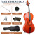 Cecilio 1/2 Size Cello, Beginner Cello 1/2, Acoustic Cello Set with Portable Bag, Bow, Rosin, Stand, String Musical Instruments for School Orchestras, Performances