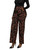 D'IYANU | Thema Women's African Print Wide Leg Stretch Pants | Espresso Geometric | M