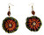 Dupsie's Green flare-shaped fishhook Earrings wrapped in African Print Fabric