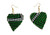Dupsie's Green Heart-shaped Earrings wrapped in African Print fabric