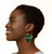 Dupsie's Green Heart-shaped Earrings wrapped in African Print fabric