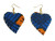 Dupsie's Blue Heart-shaped fishhook Earrings wrapped in African Print Fabric