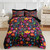 Nesker 7 Pcs Comforter Set Queen Size, Mexican Floral Flower Bedding Set for Kids and Adults, Retro Red Beautiful Sheets Bed Sheet Sets with Fitted Sheet 2 Pillowcases & 2 Shams