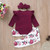 Aoswep Newborn Baby Girl Clothes, Infant Girl Outfits Long Sleeve Ruffle Romper + Floral Pants + Headband Set (3-6 Months,Red)