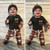 Newborn Clothes Boys, Baby Boy Fall Winter Outfit Buffalo Plaid Pullover Sweatsuit Warm Thanksgiving Clothing NB Khaki