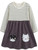Bumeex Toddler Girl's Long Sleeve Dresses Fall Winter Spring Cotton Cute Dress Outfit Casual Clothes Tunic Clothing White/Gray Striped Cat 4t