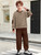 Doumlop Boys Outfits Size 10 Boys Clothes Size 10 Striped Long Sleeve Sweatshirt and Sweatpants 2 Piece Clothes for Boy 8-10 Fall Winter Sweatsuit Brown