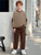 Doumlop Boys Outfits Size 10 Boys Clothes Size 10 Striped Long Sleeve Sweatshirt and Sweatpants 2 Piece Clothes for Boy 8-10 Fall Winter Sweatsuit Brown