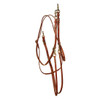 Berlin Custom Leather German martingale with barrel style reins in brown leather with brass hardware