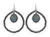 Showman Western Silver Tone Najova Beaded Hoop Earrings AE3937-SBTQ
