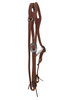 HR Saddlery one ear oiled leather headstall with Jay Watts engraved buckle displayed against a white background. 5190-JW-04