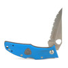 Ariat 2.5 inch serrated folding knife with blue handle and stainless blade