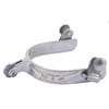 Reinsman Diamond R men’s roping training western spurs with engraved silver finish and copper accent