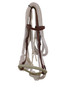 HR Saddlery head setter training aid with braided rope and brown leather straps for horse training and headset control