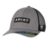 Ariat boys youth grey snap back cap with logo patch and black mesh back.