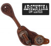 Showman men’s spur straps made from Argentina cow leather with floral tooling and Celtic knot concho.