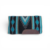 HR Saddlery 36x34 Del Rio Western saddle pad in turquoise and black with fleece underside and Southwestern pattern design.